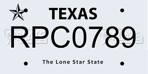 RPC0789 Texas License Plate