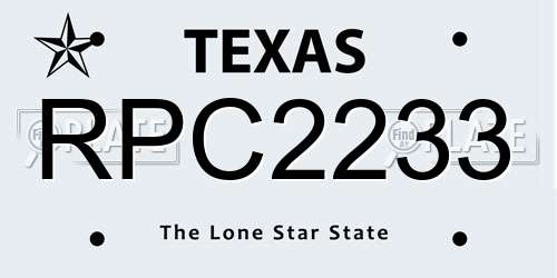 RPC2233 Texas License Plate
