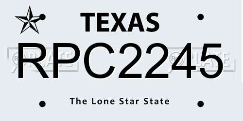RPC2245 Texas License Plate