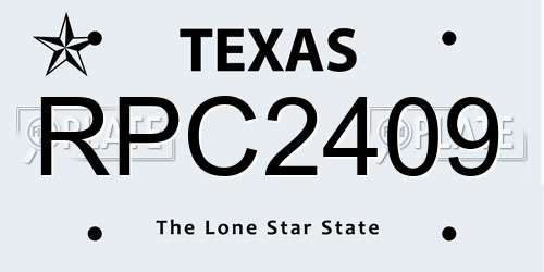 RPC2409 Texas License Plate
