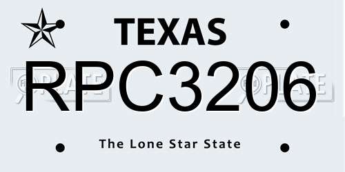 RPC3206 Texas License Plate