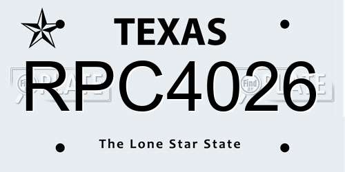 RPC4026 Texas License Plate