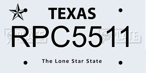 RPC5511 Texas License Plate