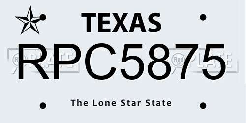 RPC5875 Texas License Plate