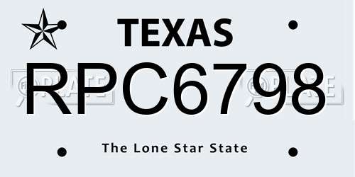 RPC6798 Texas License Plate