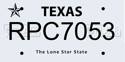 RPC7053 Texas License Plate