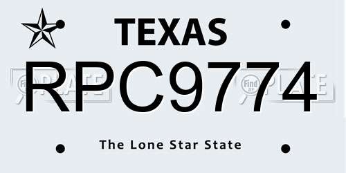 RPC9774 Texas License Plate
