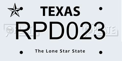 RPD023 Texas License Plate