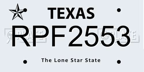 RPF2553 Texas License Plate