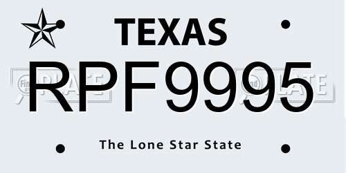 RPF9995 Texas License Plate