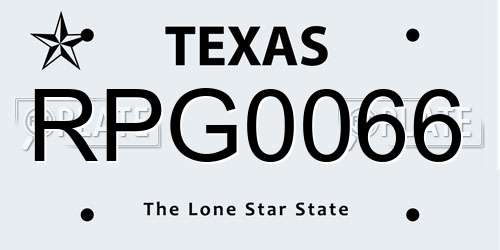 RPG0066 Texas License Plate