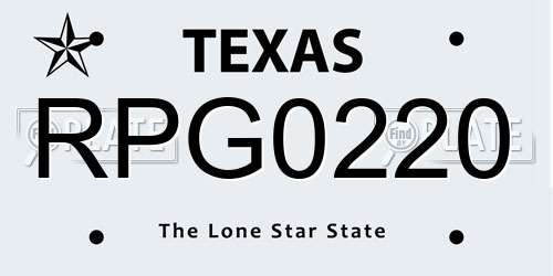 RPG0220 Texas License Plate