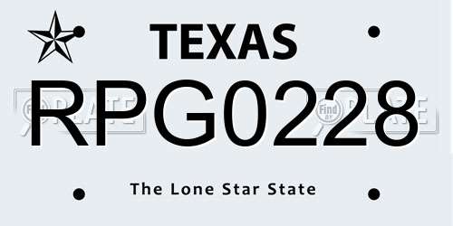 RPG0228 Texas License Plate
