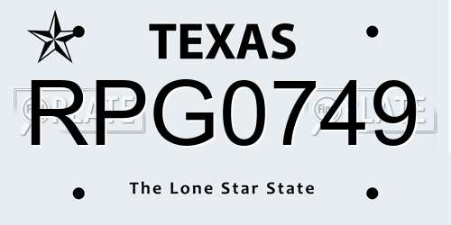 RPG0749 Texas License Plate