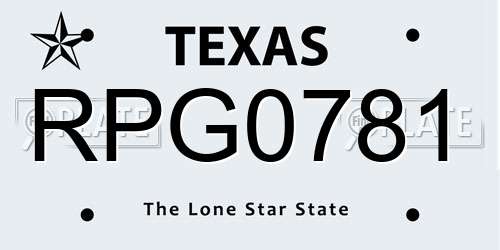 RPG0781 Texas License Plate