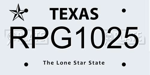 RPG1025 Texas License Plate