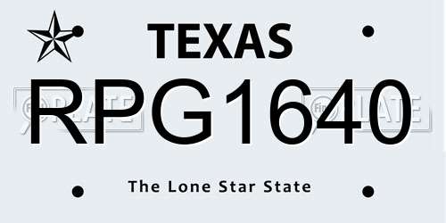RPG1640 Texas License Plate