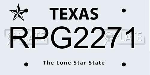 RPG2271 Texas License Plate