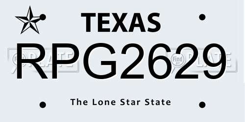 RPG2629 Texas License Plate