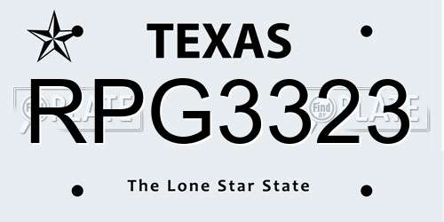 RPG3323 Texas License Plate