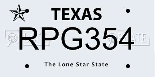 RPG354 Texas License Plate