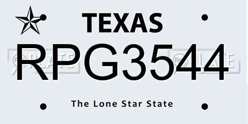 RPG3544 Texas License Plate