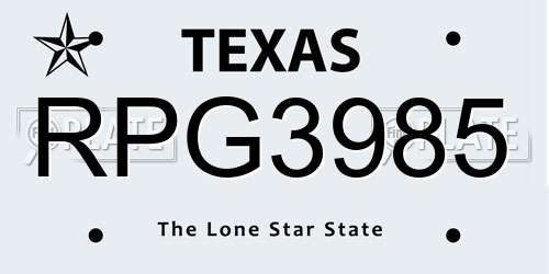 RPG3985 Texas License Plate