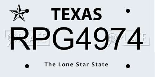 RPG4974 Texas License Plate