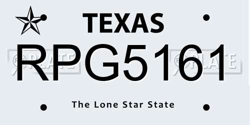 RPG5161 Texas License Plate