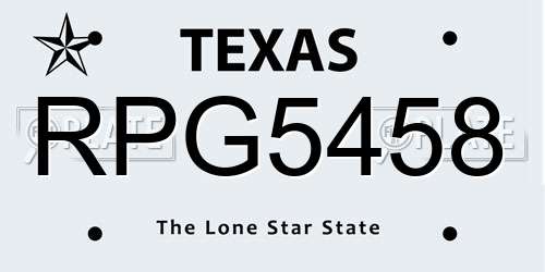 RPG5458 Texas License Plate