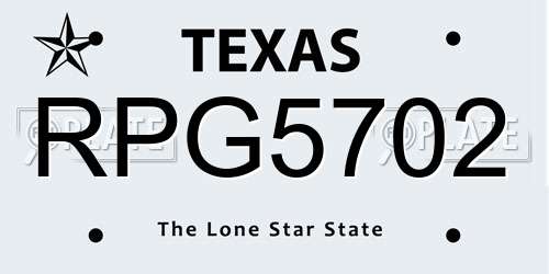 RPG5702 Texas License Plate