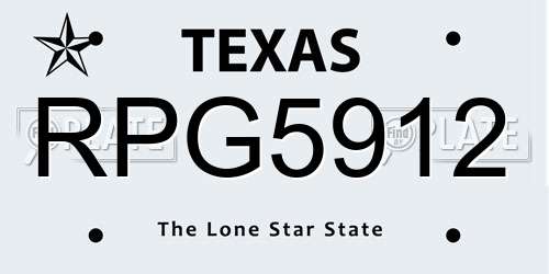 RPG5912 Texas License Plate
