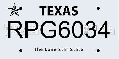 RPG6034 Texas License Plate