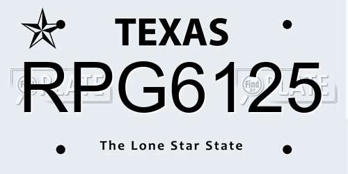 RPG6125 Texas License Plate