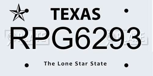 RPG6293 Texas License Plate