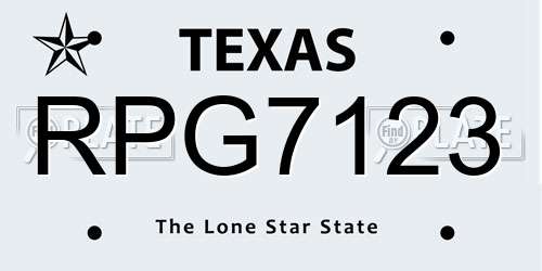 RPG7123 Texas License Plate