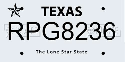 RPG8236 Texas License Plate