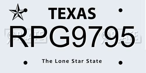 RPG9795 Texas License Plate