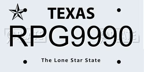 RPG9990 Texas License Plate