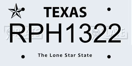RPH1322 Texas License Plate