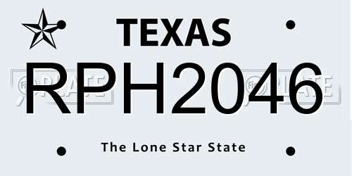 RPH2046 Texas License Plate