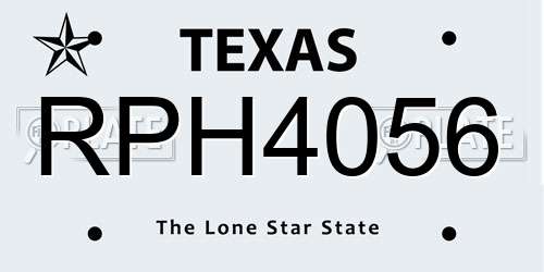 RPH4056 Texas License Plate