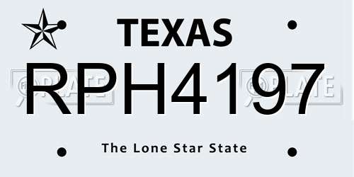 RPH4197 Texas License Plate