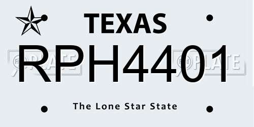RPH4401 Texas License Plate