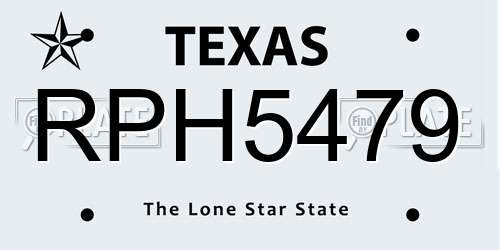RPH5479 Texas License Plate