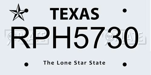 RPH5730 Texas License Plate