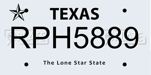 RPH5889 Texas License Plate