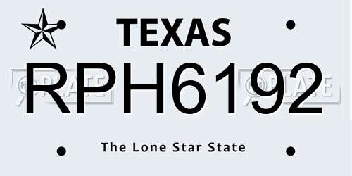 RPH6192 Texas License Plate