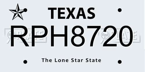 RPH8720 Texas License Plate
