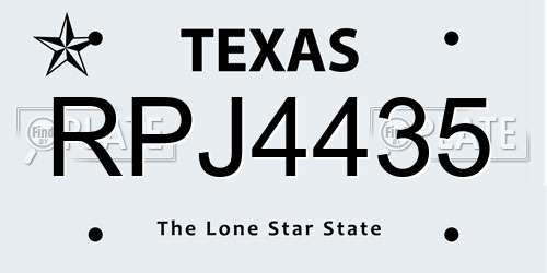 RPJ4435 Texas License Plate